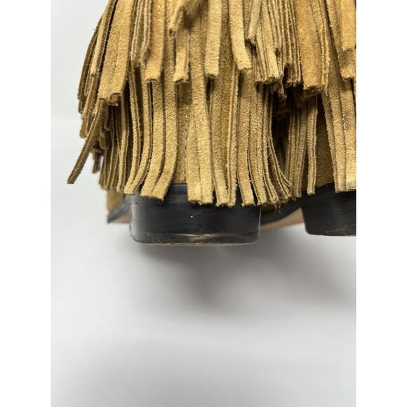 ZARA Suede Fringe Boho Ankle Boots US 8/EU 39 Boho Brown EUC Tassled - Picture 8 of 16